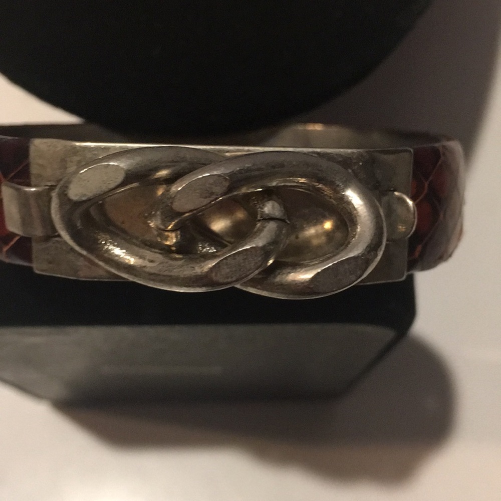 Designer Vita silver tone snakeskin bangle bracele